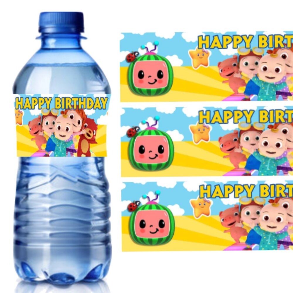 Birthday Water Bottle Labels, 8.5x2 inches, Happy Birthday Theme with Nutrition